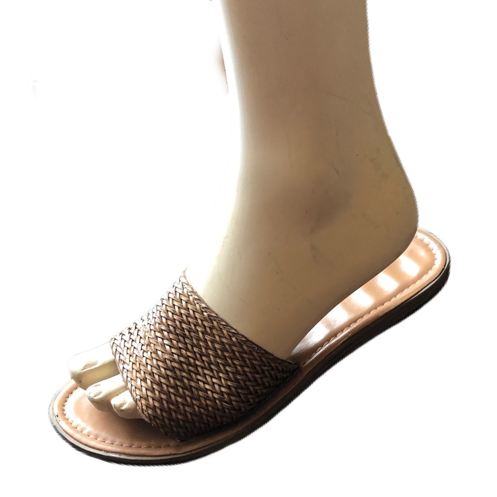 BROWN LEATHER MULE SANDALS